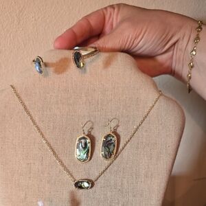 Elegant Abalone Jewelry Set with Gold Accents